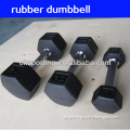 High quality hex rubber dumbbells with bar
